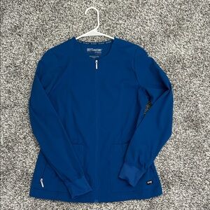 Grey's Anatomy Royal Blue Zip Up Scrub Jacket Sz XS
